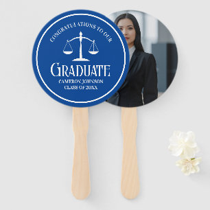 Custom Blue White Law School Afstudeerfeest Handwaaier