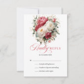 Custom blush floral wedding RSVP enclosure card (Devant)