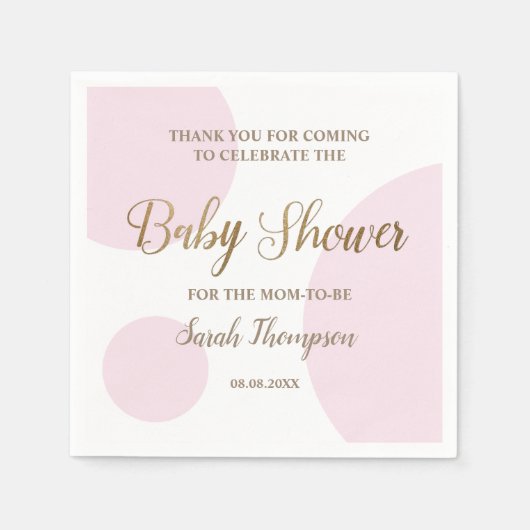 Custom Blush roze en witte baby meisje douche Servet (Voorkant)