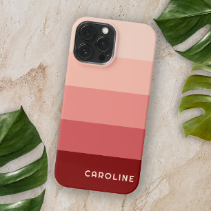 Custom Blush Roze Maroon Rode Perzik Oranje strepe iPhone 15 Pro Max Hoesje