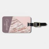 Custom Blush Roze Rose Goud Marbled Art Patroon Bagagelabel (Voorkant horizontaal)