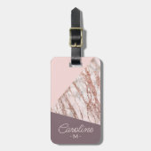 Custom Blush Roze Rose Goud Marbled Art Patroon Bagagelabel (Voorkant verticaal)
