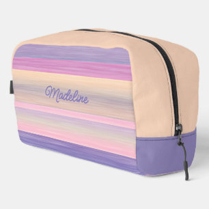 Custom Blush Roze Violet Paarse Waterverf Stripes Toilettasje