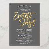 CUSTOM B'nai Mitzvah imitation Gold scriptnaam Folie Uitnodiging (Voorkant)