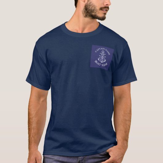 Custom boat captain name navy sailor t-shirt (Devant)