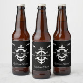 Custom Boat Name Ship’s Wheel Anchor Nautical Cool Bier Etiket (Flessen)