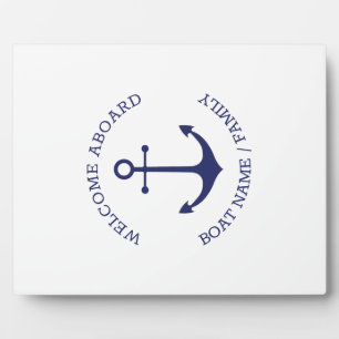 Custom Boat name Welcome Aboard nautical anchor Fotoplaat
