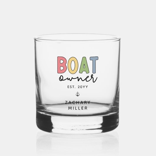 Custom Boat Owner set New Boat Owner Gifts Whisky Glas (Voorkant)