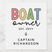 Custom Boat Owner set New Boat Owner Gifts Wijn Etiket (Enkel label)