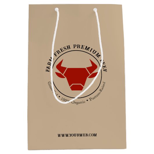 Custom Boerderij Fresh Premium Beef Business Logo Medium Cadeauzakje (Voorkant)