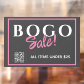 Custom BOGO Retail Sale QR Code Window Cling Raamsticker (Vel 2)