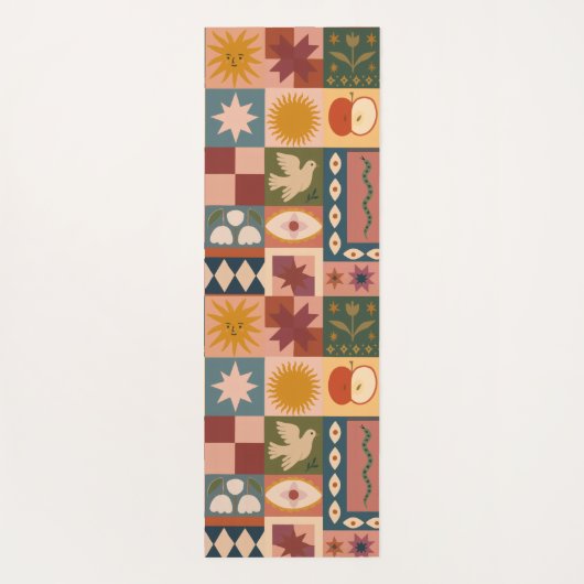 Custom Bohemian Celestial Patchwork Mystical Yogamat (Achterkant)
