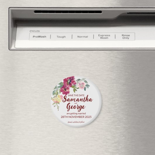 Custom Bohemian Floral Save the Date Magnets Magneet (Insitu (Vaatwasser))