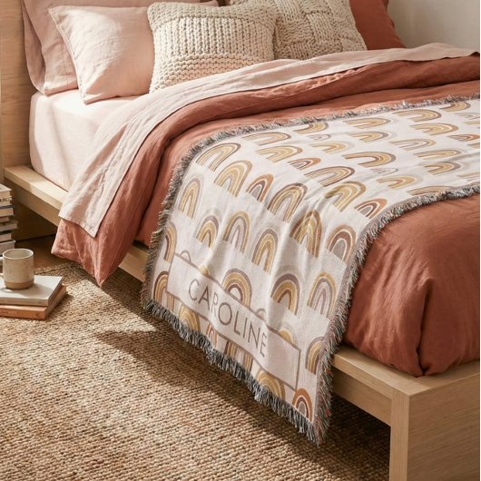 Custom Boho Desert Rainbow Arch Pattern Taupe Deken