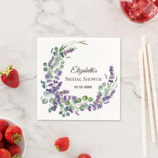 Custom Boho Lavender Eucalyptus Vrijgezellenfeest Servet (Insitu)