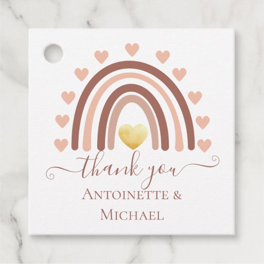Custom Boho Rainbow Baby shower Dank u Bedankjes Labels (Voorkant)