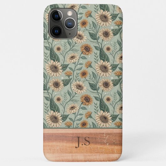 Custom Boho Sunflowers Wood Effect Case-Mate iPhone Case (Achterkant)