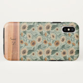 Custom Boho Sunflowers Wood Effect Case-Mate iPhone Case (Achterkant (horizontaal))