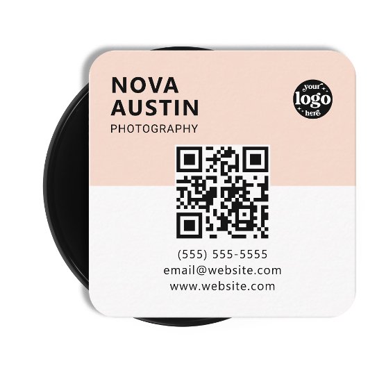 Custom Bold Minimal Company Logo Modern QR-code Vierkante Visitekaartje