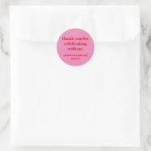 Custom Bold Roze Rood Modern Bat Mitzvah Dank u Ronde Sticker (Tas)