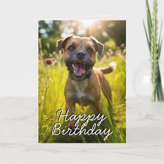 Custom Border Terrier Happy Birthday Kaart (Voorkant)