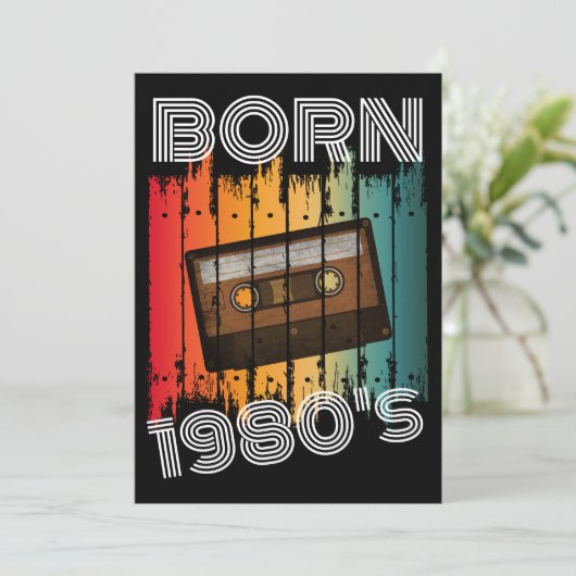Custom Born 1980's Retro 80"s Cassettebandje Kaart (Staand voorkant)