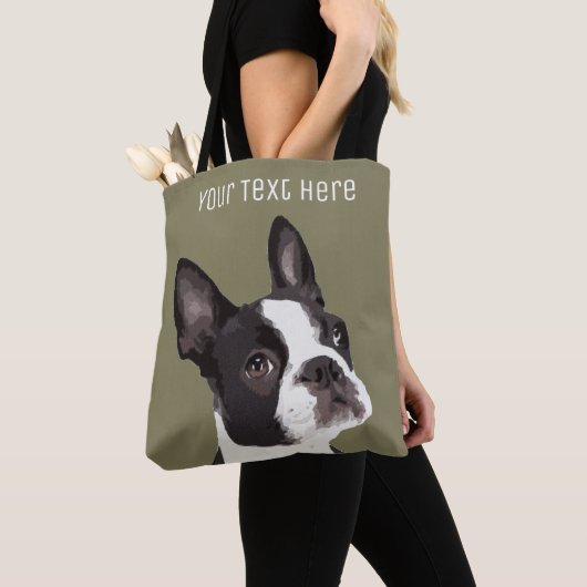 Custom Boston Terrier Canvas tas (Dichtbij)