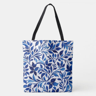 Custom Botanical Blue Floral Bag, Natuur Design Draagtas