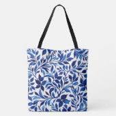 Custom Botanical Blue Floral Bag, Natuur Design Draagtas (Achterkant)