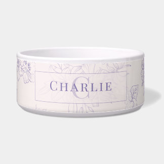 Custom Botanical Monogram Personalized Dog Bowl Voerbakje