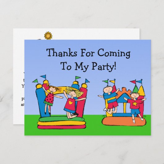 Custom Bounce House Verjaardag Dank u Briefkaart (Voorkant / Achterkant)