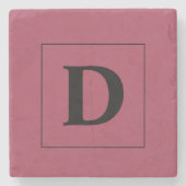 Custom Bourgogne met gouden familie Initiaal Stenen Onderzetter (Voorkant)