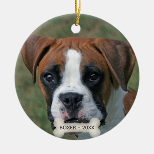 Custom Boxer Dog Foto Keramisch Ornament (Voorkant)