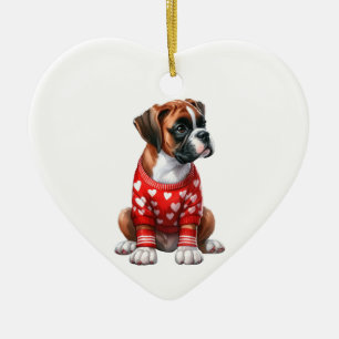 Custom Boxer Dog Fun Valentijn Keramisch Ornament