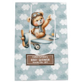 Custom Boy Baby shower Bag met Pilot Beer Design Medium Cadeauzakje (Achterkant)