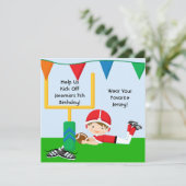 Custom Boy in RedFootball Anniversaire Invitation (Debout devant)