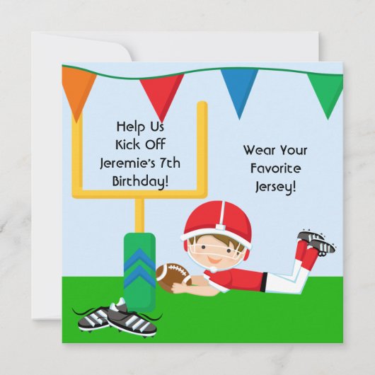 Custom Boy in RedFootball Anniversaire Invitation (Devant)