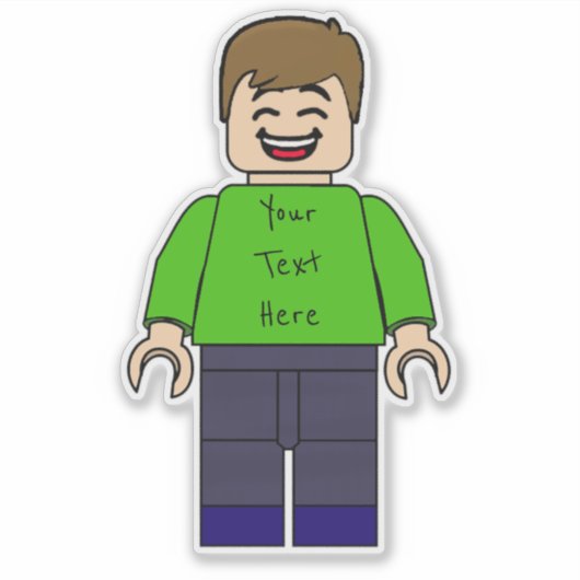 Custom Boy Minifig Sticker (Voorkant)
