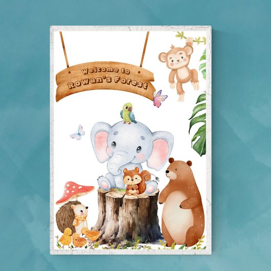 Custom Boy Nursery Wall Art met Bos Dieren Poster