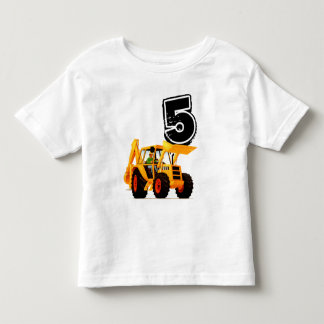 Custom Boy's 5th Birthday Yellow Digger Kinder Shirts