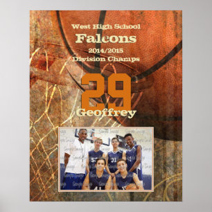 Custom Boys Basketbal poster met teamfoto