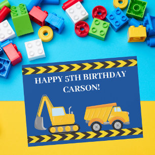 Custom Boys Construction Truck Happy Birthday Kaar