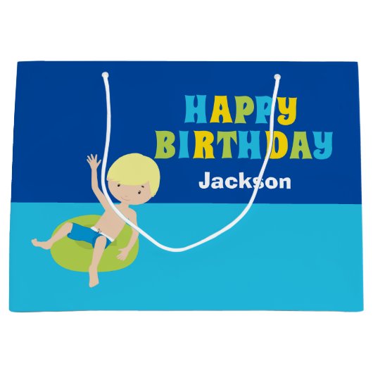 Custom Boys Zomer Zwembad Party Kinderen Verjaarda Groot Cadeauzakje (Voorkant)