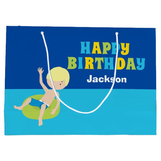 Custom Boys Zomer Zwembad Party Kinderen Verjaarda Groot Cadeauzakje (Achterkant)
