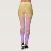 Custom Branded Abstract Gouden Paarse Chique Leggi Leggings (Achterkant)