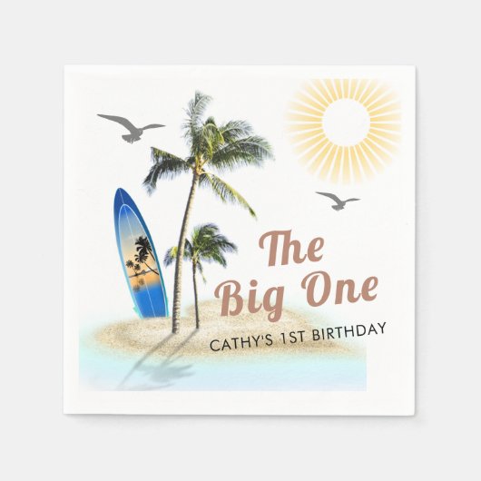 Custom Branded Beach Zomer 1e Verjaardag Servet (Voorkant)