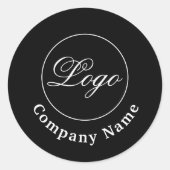 Custom Branded Bedrijfsnaam & Logo Zwart Ronde Sticker (Voorkant)