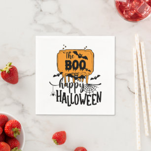 Custom Branded Black and White Spooky Halloween Servet