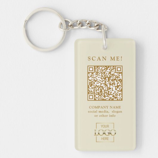 Custom Branded Business Logo QR Code Modern Sleutelhanger (Voorkant)
