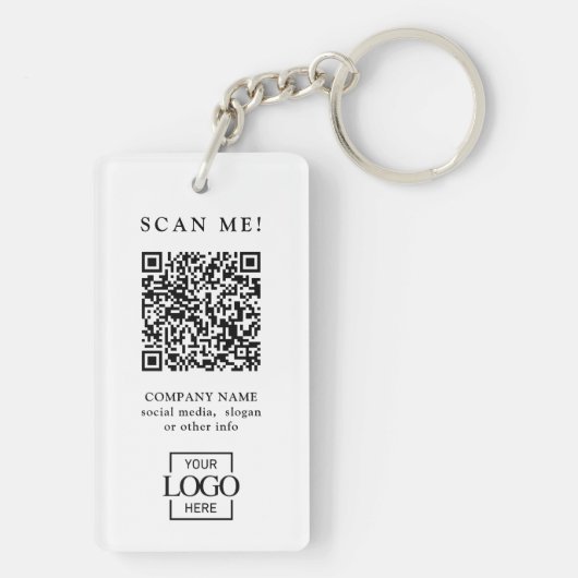 Custom Branded Business Logo QR Code Modern Sleutelhanger (achterkant)
